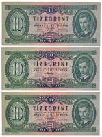 1947. 10Ft (3x) sorszámkövetők A513 093783 - A513 093785 T:I / Hungary 1947. 10 Forint (3x) sequential serials  A513 093783 - A513 093785 C:UNC  Adamo F2