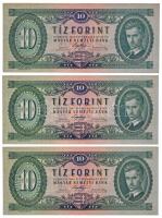 1947. 10Ft (3x) sorszámkövetők "A513 093783 - A513 093785" T:I / Hungary 1947. 10 Forint (3x) sequential serials  "A513 093783 - A513 093785" C:UNC  Adamo F2