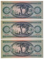 1947. 10Ft (3x) sorszámkövetők "A513 093783 - A513 093785" T:I / Hungary 1947. 10 Forint (...