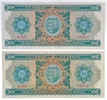 1946. 10Ft (2x) sorszámkövetők "A 019 036626 - A019 036627" T:I,I-  
/ Hungary 1946. 10 F...