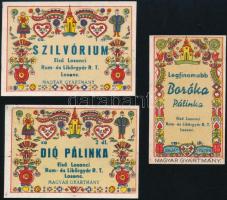 Első Losonci Rum- és Likőrgyár Rt., 10 db különféle italcímke