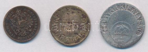 Vegyes: 1927. 20f Cu-Ni + 1932. 2f Br + Ausztria 1881. 5/10kr Cu T:2-3
Mixed: Hungary 1927. 20 Fill...