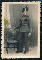 cca 1920-1930 Csendőr, kézzel színezett fotó, hidegpecséttel jelzett, Foto Kántor, 8,5×6 cm