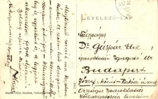 1917 Székelyudvarhely, Odorheiu Secuiesc; Kossuth utca háttérben a Budvárral, Serba Ödön kiadása / S...