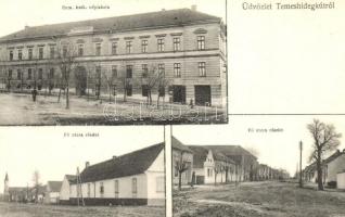 ~1911 Temeshidegkút, Sabran-Guttenbrunn, Zabrani; Római katolikus népiskola, Fő utca / school and main street