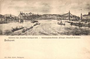 Budapest, Eskü téri híd (Erzsébet királyné híd), gőzhajók. Ganz Antal 110. (kis szakadás / small tear)