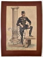 1900 vitéz Görgey Miklós (1880-1943): Berczi barátomnak emlékül 1900. Akvarell-tus, papír, jelzett, ...