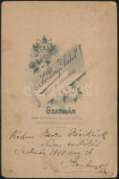 1898 Steinberger Albert (?-?) plébános potréja, keményhátú fotó Scherling Antal szatmári műterméből,...