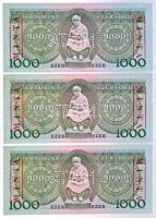 1983. november 10. 1000Ft (3x) sorszámkövetők "MINTA" felülnyomással és perforációval &quo...