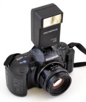 Olympus OM 101 filmes SLR fényképezőgép, AF 50mm f/1.8 objektívvel +Olympus Electronic Flash T18 vak...