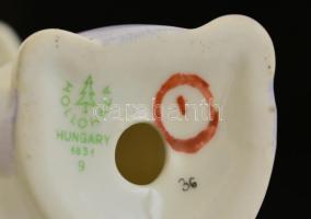 Hollóházi madaras lány, kézzel festett, jelzett, hibátlan, m:14 cm