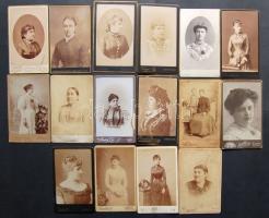 cca 1870-1890 16 db hölgyeket ábrázoló keményhátú fotó