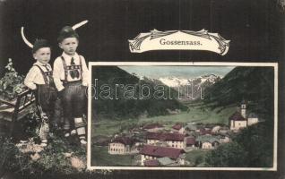 Colle Isarco, Gossensass (Südtirol); Tyrolean children. Art Nouveau montage. No. 13519/399. B. Lehrburger 1906.
