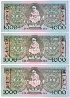 1983. március 25. 1000Ft (3x) sorszámkövetők "MINTA" felülnyomással és perforációval &quot...