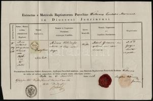 1854-1858 8 db okmány, mindegyik CM-es  illetékbélyeggel