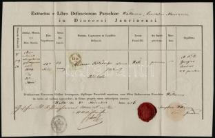 1854-1858 8 db okmány, mindegyik CM-es  illetékbélyeggel