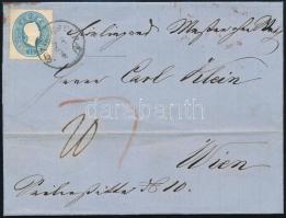 1863 2. súlyfokozatú távolsági levél, 15kr bérmentesítéssel és 20kr portóval, RITKA!  