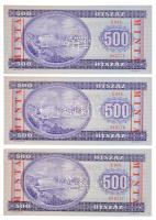 1990. 500Ft (3x) sorszámkövetők "MINTA" felülnyomással és perforációval "E000 000775 ...