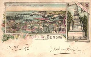 1897 (Vorläufer!) Genova, Genoa; Monument Cristoforo Colombo. Art Nouveau, floral, litho (fl)