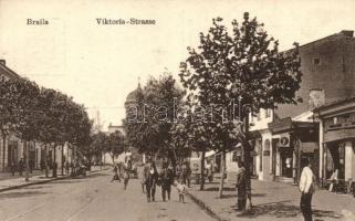 Braila, Viktoria Strasse / street view with shops