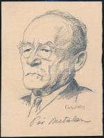 1959 Zádor István (1882-1963): Pór Bertalan festőművész, aláírásával. Ceruza, papír, jelzett, 20x17 cm