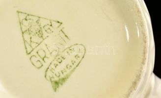 Gránit Tihanyi emlék bögre, részben kézzel festett, jelzett, kopott, m:9 cm