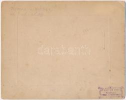 cca 1910 Katonazenekar, térzene a Várban, fotó Schäffer Ármin műterméből, kartonra ragasztva, hátulj...