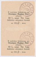 1924. Országos Magyar Párt adományszelvénye 10L értékben (2x) ívben, mindkettő bélyegzéssel T:I,I-