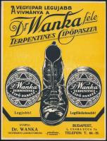 cca 1910 Bp. I., Dr. Wanka-féle terpentines cipőpaszta reklámja, szép állapotban, 24×18 cm / Shoe polish advertisement, in good condition