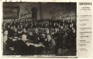 1925 Conferenza di Locarno / Locarno Treaties. Printed signatures of Chamberlain, Mussolini, Briand, Benes, Luther, Stresemann, Rusca, Skrzynski and Vandervelde. First World War Western European Allied powers, So. Stpl