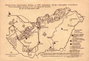 1937 Magyarország légiturisztikai térképe a szeptember 12-14-i körrepülés útvonalaival / Aviation Touristic Map of Hungary 1938 A Szentjobb Országjárása So. Stpl (EK)
