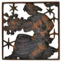 Lauchammer  hónapokat bemutató vas falikép (3db), jelzett, rozsdás, 14,5×14,5 cm ( 3×)