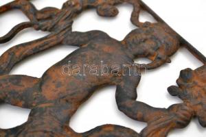 Lauchammer  hónapokat bemutató vas falikép (3db), jelzett, rozsdás, 14,5×14,5 cm ( 3×)