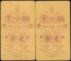 cca 1880 Tarcsafürdő, 2 db keményhátú fotó Schodisch Lajos felsőőri műterméből, hátulján feliratozva...