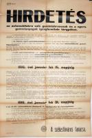 1916 Autogumik beszolgáltatásáról rendelkező háborús hirdetmény 60x90