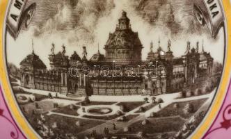 1885 Emlék levonóképes kaspó (A Magyar Országos Kiállítás Iparcsarnoka) felirattal, jelzés nélkül, a...