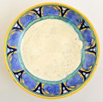 Borszéky Frigyes (1880-1955): Szecessziós hattyús tál, kézzel festett mázas keámia, nagyon apró máz ...