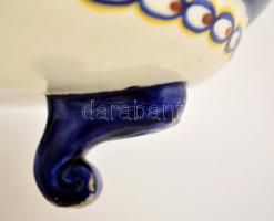 Borszéky Frigyes (1880-1955): Szecessziós hattyús tál, kézzel festett mázas keámia, nagyon apró máz ...