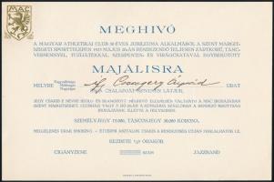 1925 Bp., Meghívó a Magyar Athletikai Club 50 éves jubileuma alkalmából rendezett majálisra, borítékkal