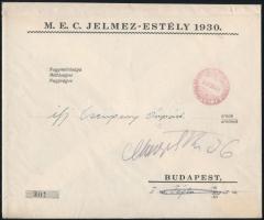 1930 Bp., Meghívó a Műegyetemi Evezős Club jelmezes estélyére, borítékkal