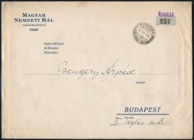 1926 Bp., Meghívó a Magyar Nemzeti Bálra, borítékkal