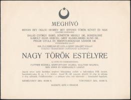 1926 Bp., Meghívó Nagy Török Estélyre, borítékkal