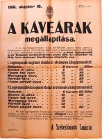 1916 Kávéárak meghatározásáról szóló hirdetmény 60x45cm