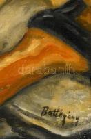 Batthyány jelzéssel: Fekvő női akt háttal. Olaj, vászon, festék  hiánnyal,  55×65 cm