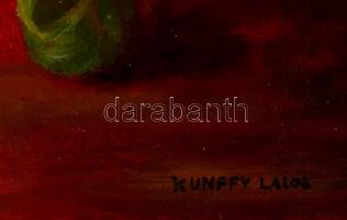 Kunffy jelzéssel: Orgonás csendélet. Olaj, farost, 68×48 cm