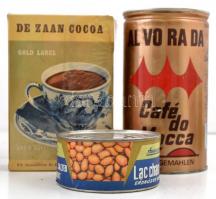 Retro doboz: bontatlan holland kakaó, tea, Twinings teás dobozok, bontatlan kávé, konzerv, ruhafesté...