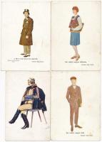 8 db RÉGI erdélyi népviseletes művészlap. Haáz Rezső szignóval / 8 pre-1945 Transylvanian folklore a...