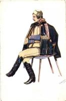 8 db RÉGI erdélyi népviseletes művészlap. Haáz Rezső szignóval / 8 pre-1945 Transylvanian folklore a...