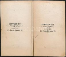cca 1861 Vizitkártya méretű portrék, 2 db vintage fotó, 10,5x6 cm
