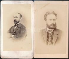 cca 1865 Vizitkártya méretű portrék, 2 db vintage fotó, 10,5x6 cm